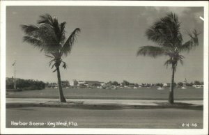 Key West FL Harbor Scene Cline? Real Photo Postcard