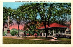 Soldiers monument and Pavilion,Grant Park ,Galena,IL BIN