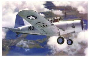 Valiant Army Navy and Marine Corps two seater Airplane Postcard