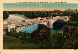 VINTAGE POSTCARD THE MARYLAND BRIDGE OVER ASSINIBOINE RIVER WINNIPEG MANITOBA