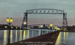 Lift Bridge and Ship Canal - Duluth, Minnesota MN Postcard