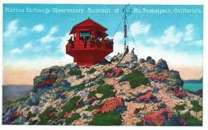 Vintage Postcard Marine Exchange Observatory Summit Mount Tamalpais California