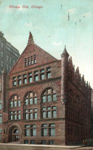 Vintage Postcard 1909 Chicago Club Historical Building Landmark Chicago Illinois