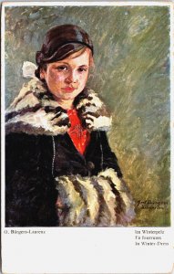 Artist Signed G. Bürgers-Laurenz In Winter Dress Portrait Vintage Postcard C217