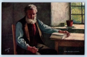 Scotland Postcard An Auld Licht Old Man Reading c1910 Oilette Tuck Art