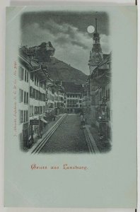 LENZBURG Street Scene Night View c1900 Postcard L7