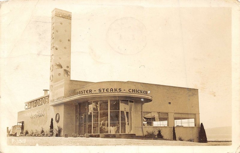 Crawford Seafood Restaurant Seattle Washington 1944 postmark real photo postcard