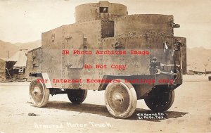 Mexico Border War, RPPC, Armored Motor Truck at Camp in Texas, WH Horne