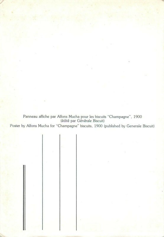 Poster by Alfons Mucha for Champagne biscuits modern postcard