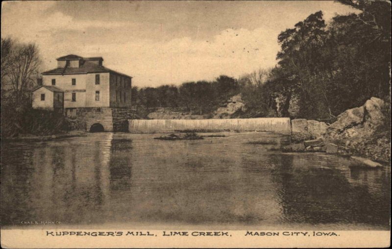 Mason City Iowa IA Kuppenger's Mill Lime Creek c1910 Vintage Postcard