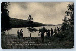 1910 Adirondack Mountains New York Postcard The Carry Eight Lake Scene Unposted