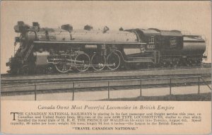 Postcard Railroad Train Canada Owns Most Powerful Locomotive British Empire