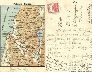 israel palestine, Northern Region Map Postcard (1935)