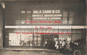 ND, Hunter, North Dakota, RPPC, Gale, Carr & Co General Store Hardware & Lumber