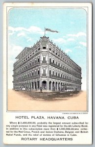 1920s Havana  Cuba  Hotel Plaza  Rotary Headquarters   Postcard
