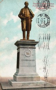 Vintage Postcard 1911 Stephen Girard Statue Public Building Plaza Philadelphia