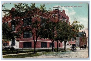 Rockford Illinois IL Postcard High School Building Campus 1909 Posted Antique