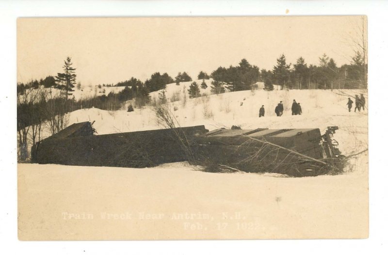 NH - Antrim. Train Wreck, February 17, 1922   RPPC