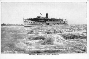 Montreal Canada 1920-30s Postcard Steamboat Shooting the Lachine Rapids