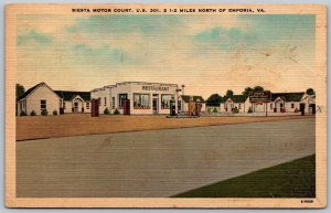 Postcard Empria Virginia c1950 Siesta Motor Court U.S. 301 Restaurant Gas Pumps
