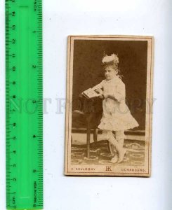 222918 LATVIA Daugavpils girl w/ book Vintage CDV photo