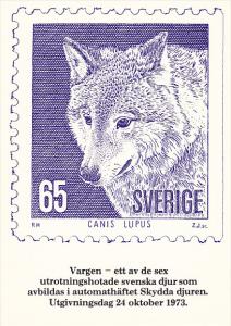 Stamps Of Sweden 1973 Wolf Issue