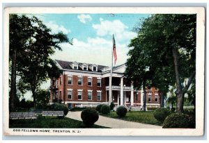 Trenton New Jersey NJ Postcard Odd Fellows Home Building Exterior 1921 Flag View