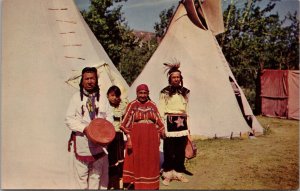 Native Americans at St. Mary Glacier National Park Postcard PC363