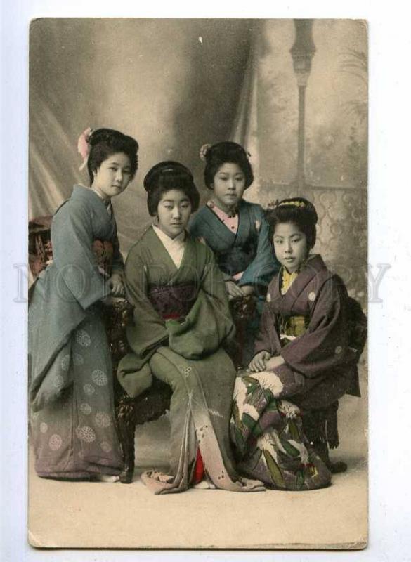 192508 JAPAN GEISHA girls hairstyle Vintage tinted postcard