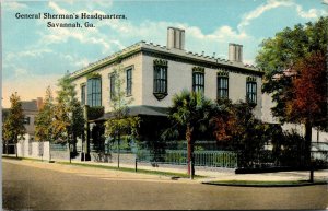 Vtg Savannah Georgia GA General Sherman's Headquarters 1910s Unused Postcard