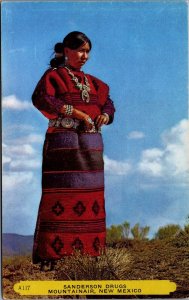 Sanderson Drugs Mountainair New Mexico Native American Vintage Postcard C057