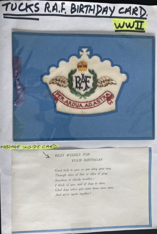 Tucks Royal Air Force RAF Birthday Card Military WW2