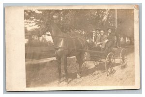 Vintage 1910's RPPC Postcard Men in Horse & Buggy in the Country - Nice