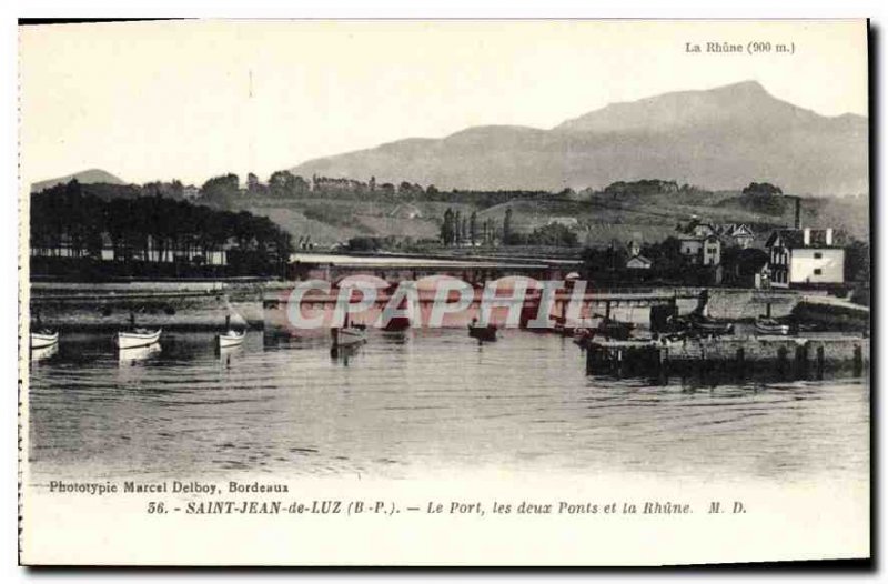 Old Postcard Saint Jean de Luz Port both Bridges and Rhune