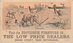 Providence RI Furniture Company A Sad Mishap 2.75 x 4.5 Tradecard