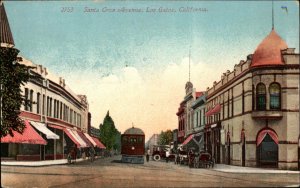 Los Gatos Calif CA Santa Cruz Ave Trolley Streetcar c1910 Vintage Postcard