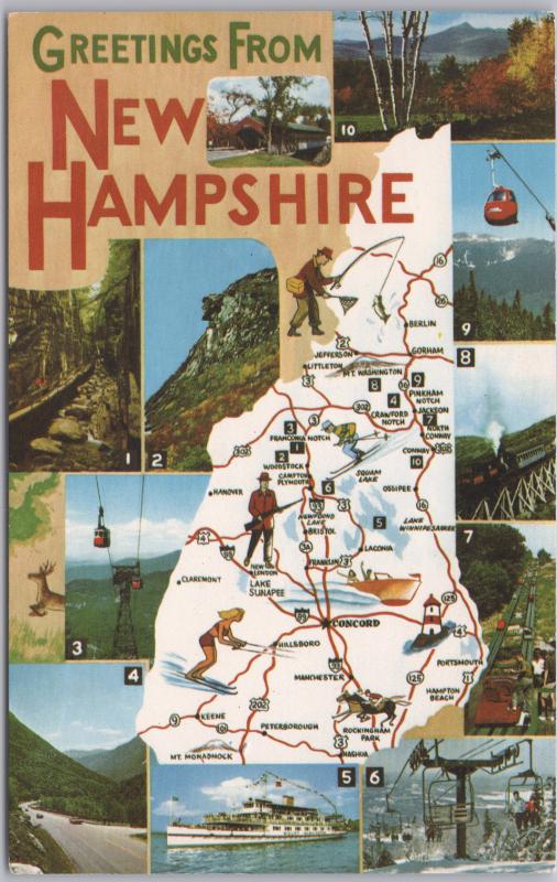 Greetings from New Hampshire, Multi-view large map card - 