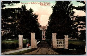 Postcard Whitby Ontario c1908 Entrance To Ladies' College Durham Region