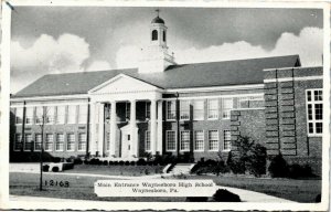Postcard PA Waynesboro High School Main Entrance 1940s S23