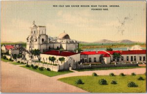 Old San Xavier Mission Near Tucson AZ Vintage Postcard E48