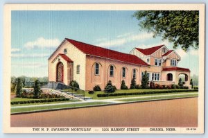 1940 Omaha Nebraska Postcard N.P. Swanson Mortuary Harney Street Funeral Home