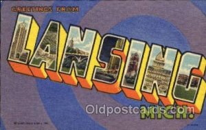 Greetings From Lansing, Michigan, USA Large Letter Town Unused 