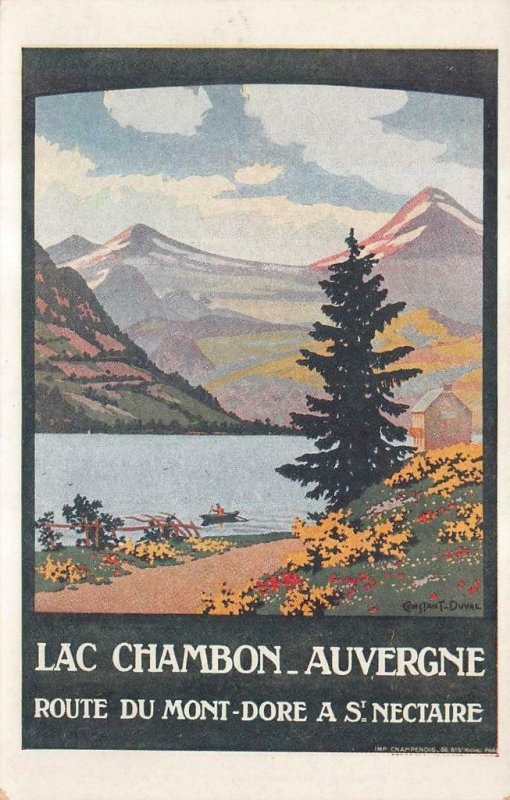 LAC CHAMBON AUVERGNE ROUTE DU MONT DOREA S'NECTAIRE FRANCE POSTCARD (c. 1920s)