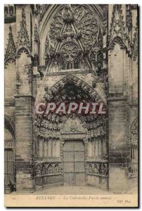 Old Postcard Auxerre The Cathedral Porch Central