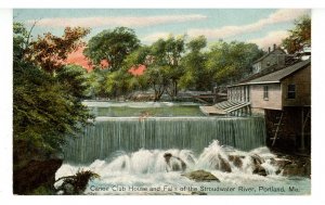 ME - Portland. Canoe Club House & Falls of Stroudwater River