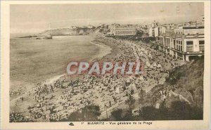 Old Postcard Biarritz General view of the Beach