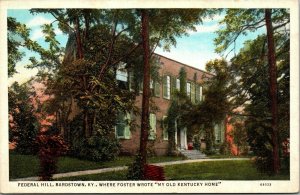 Vtg Federal Hill Foster My Old Kentucky Home Bardstown Kentucky KY Postcard