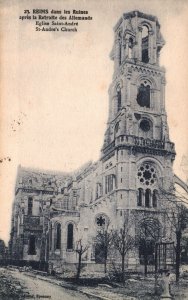 VINTAGE POSTCARD ST. ANDREWS CHURCH COMPLEX AT REIMS FRANCE MAILED 1922