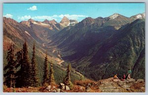 Rogers Pass British Columbia, Mountain Panorama, Vintage Aerial View Postcard #3