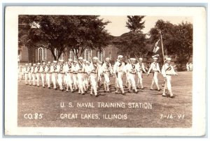 1941 Fighting 86th US Naval Training Station Great Lakes IL RPPC Photo Postcard 